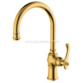 Brass Single-Lever Kitchen Mixer Faucet Polished Gold